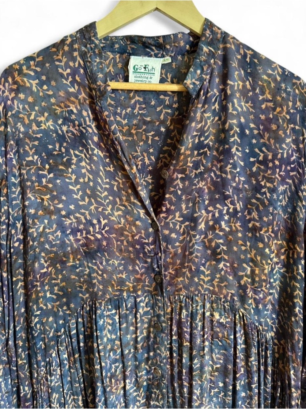 Go Fish Anthropologie Style Boho Midi Dress Handmade Floral Coastal Resort XL - Picture 4 of 9